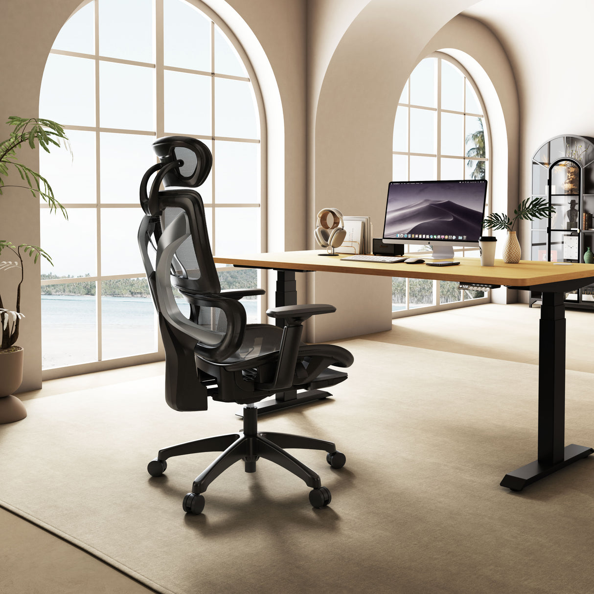 Silla de oficina ergonómica Maidesite EC6 con reposacabezas, respaldo y reposapiés