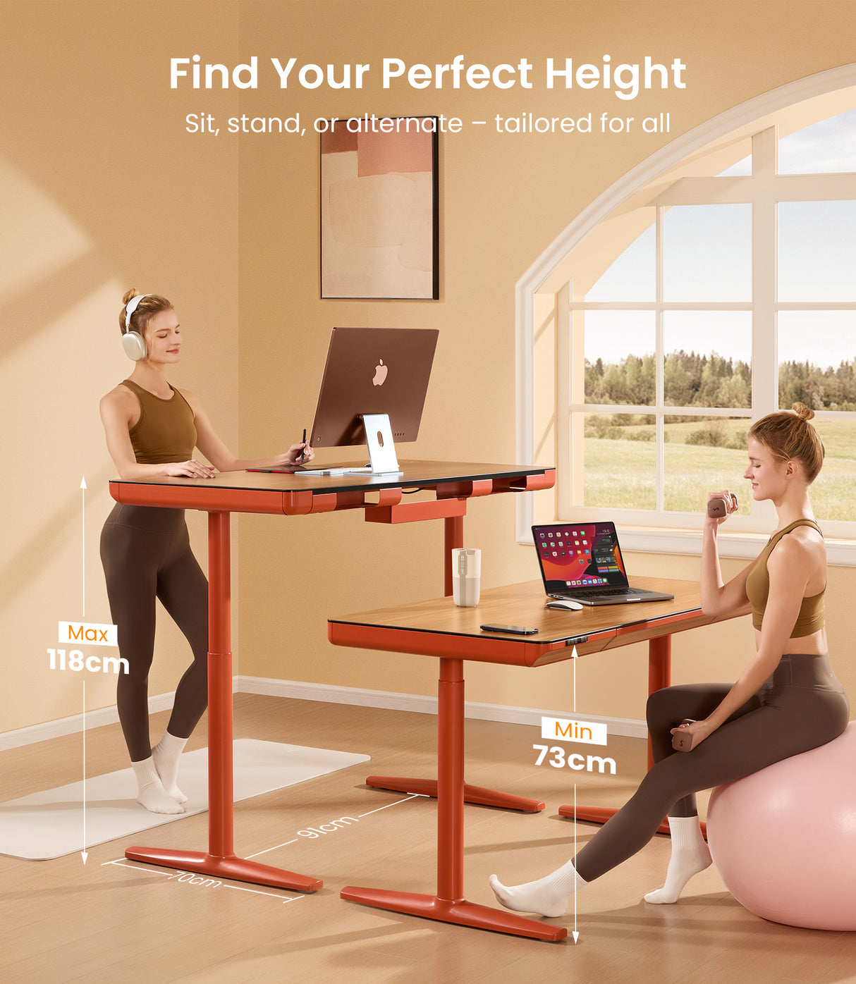 Maidesite Yoga - Escritorio regulable en altura con tablero