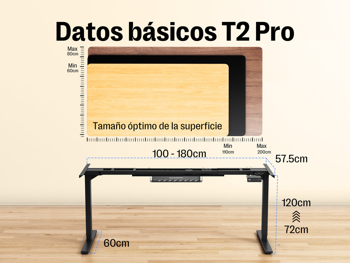 Maidesite Marco de Escritorio Elevable Regulable en Altura T2 Pro