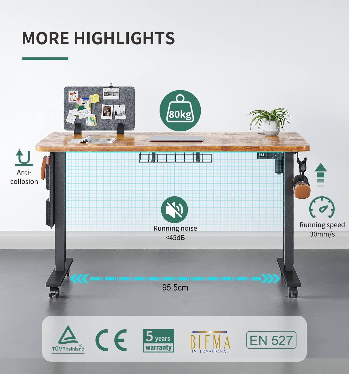 Maidesite SN1 - Escritorio Elevable Eléctrico Regulable en Altura