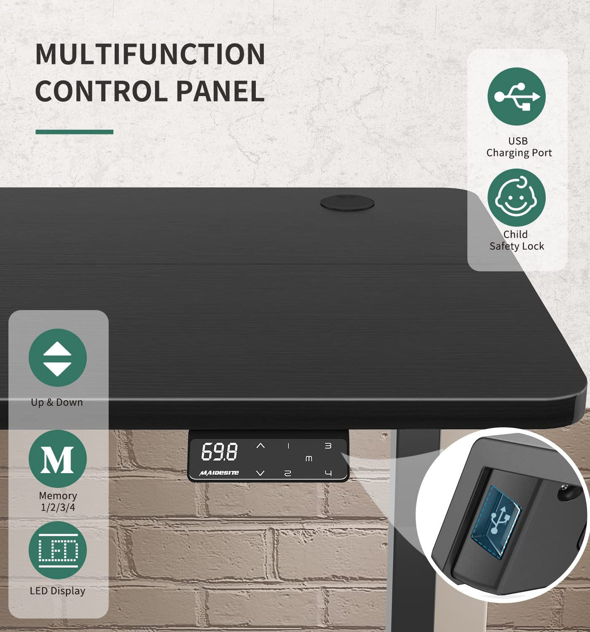 Maidesite SN1 - Escritorio Elevable Eléctrico Regulable en Altura