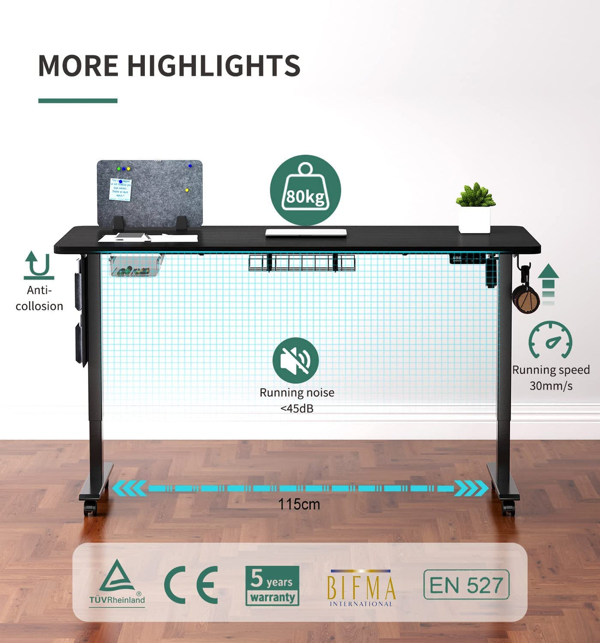 Maidesite SN1 - Escritorio Elevable Eléctrico Regulable en Altura