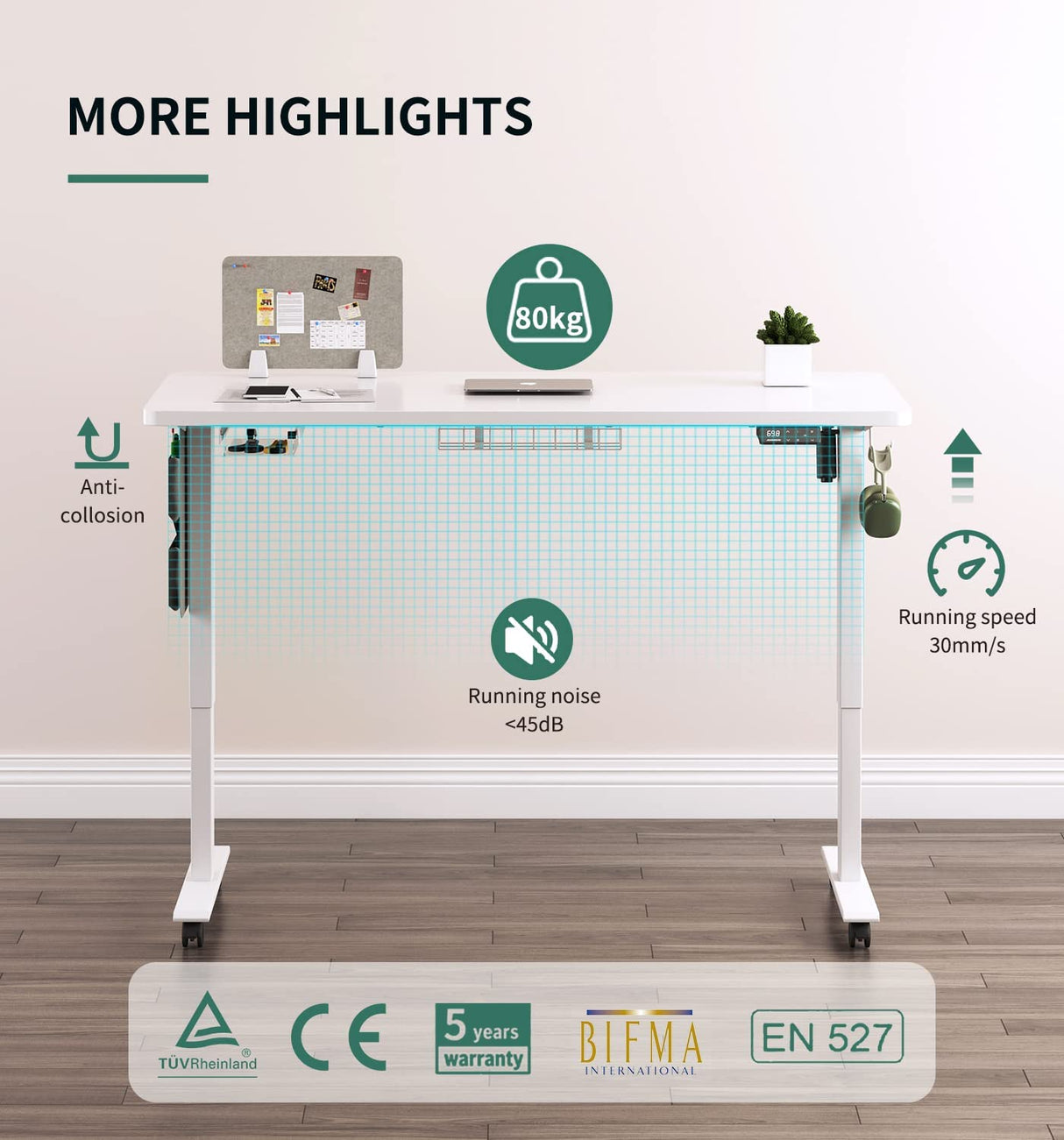 Maidesite SN1 - Escritorio Elevable Eléctrico Regulable en Altura