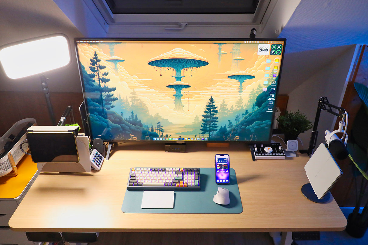 Escritorio elevable altura Maidesite T2 Pro Plus con tablero de roble de 140 cm para oficina en casa