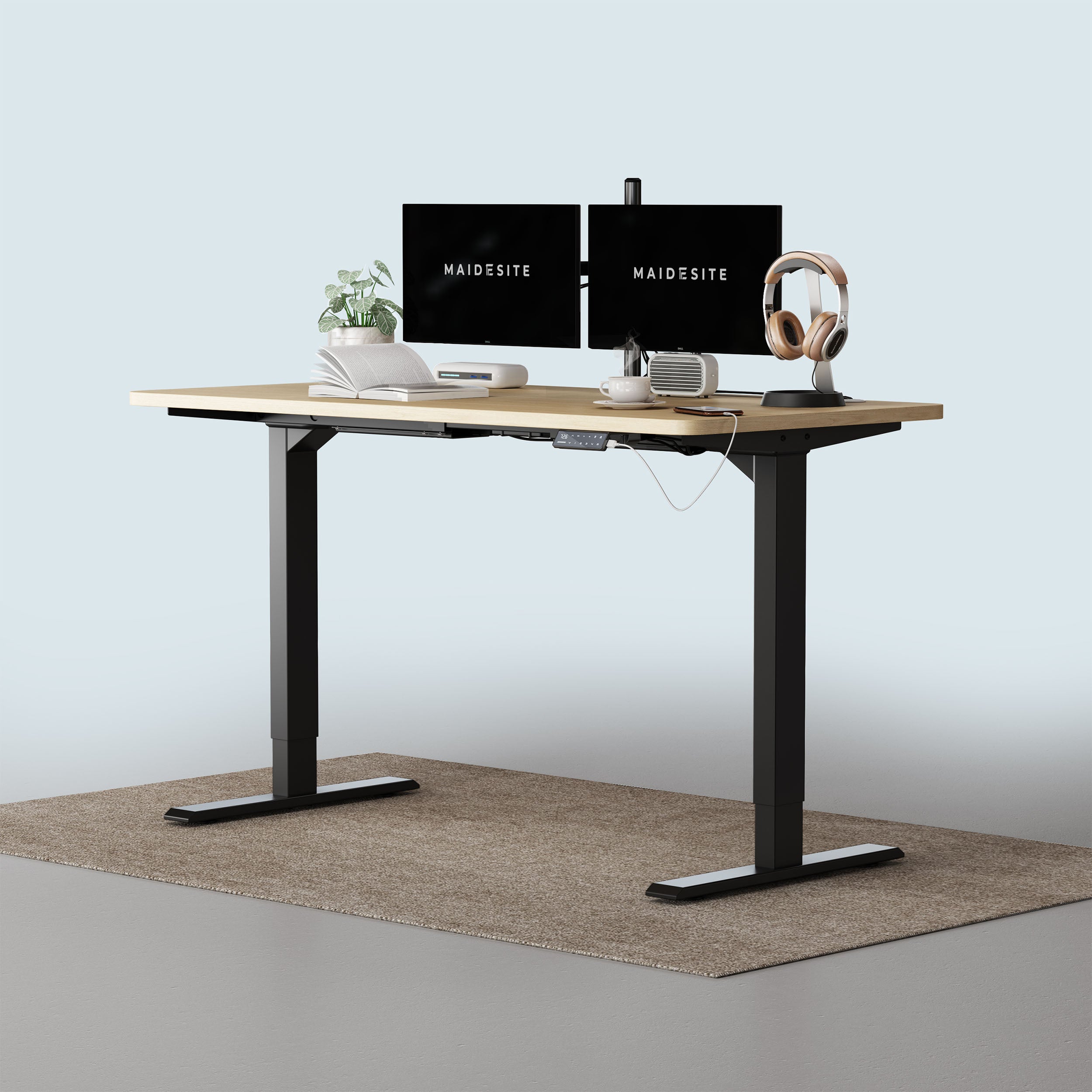 Maidesite T2 Pro-escritorio elevable regulable en altura con capacidad para 2 monitores