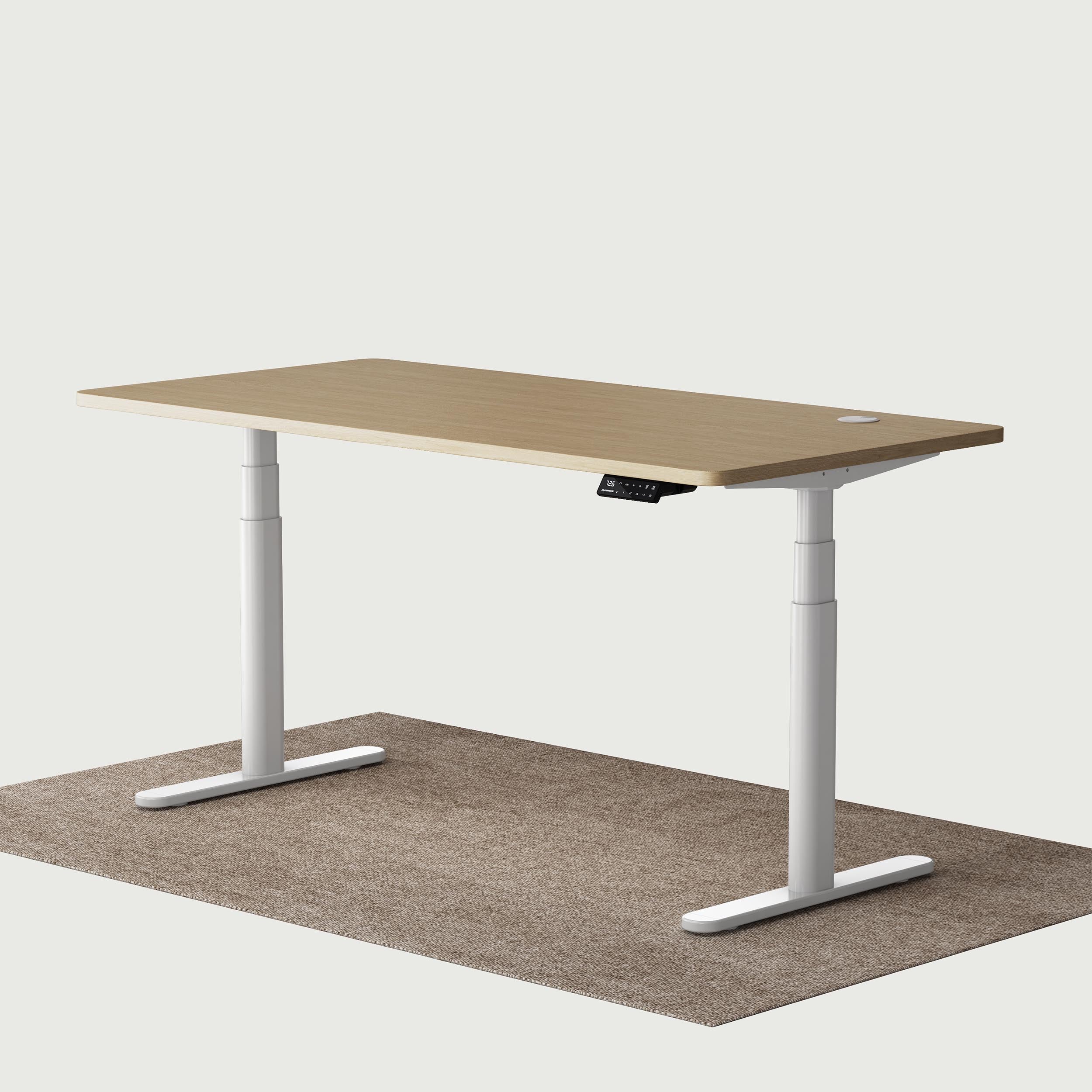 TH2 Pro Plus blanco ovalado escritorio eléctrico regulable en altura con escritorio de roble 160x80 cm