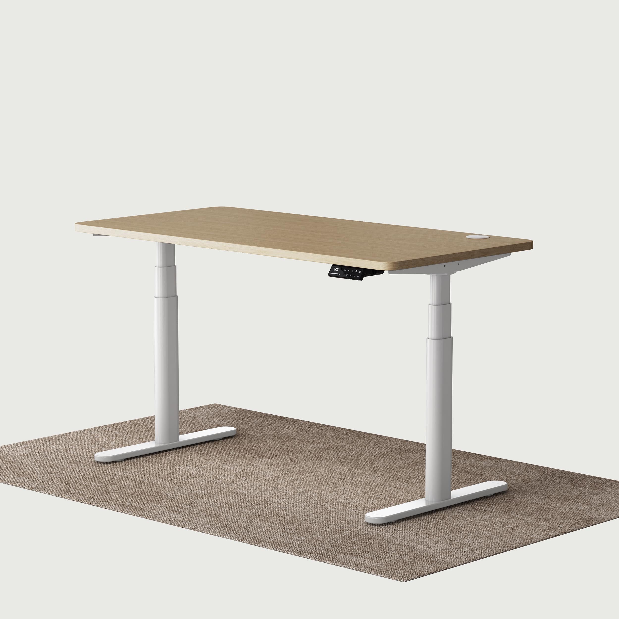 TH2 Pro Plus blanco ovalado escritorio eléctrico regulable en altura con escritorio de roble 140x70 cm
