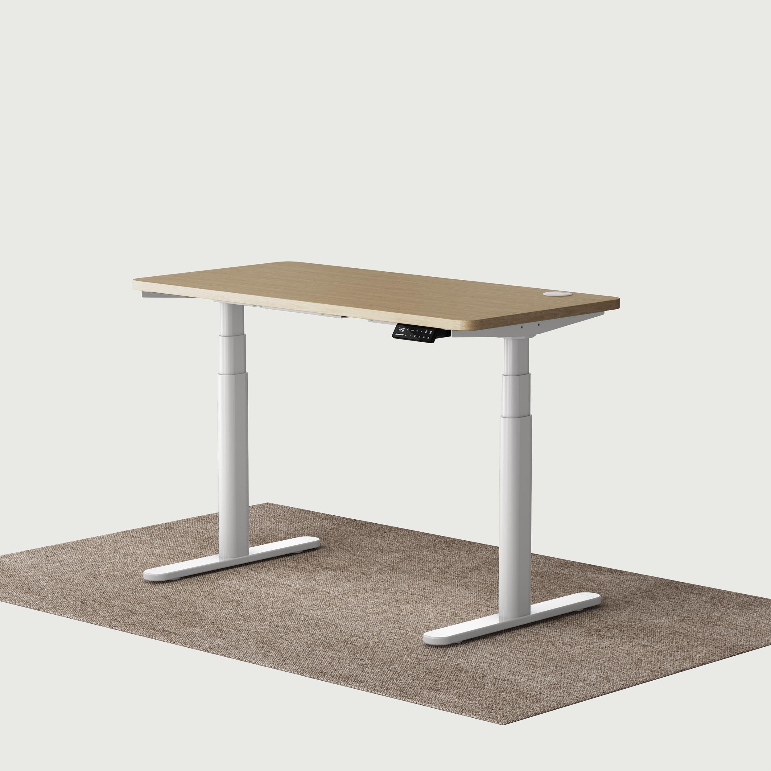 TH2 Pro Plus blanco ovalado escritorio eléctrico regulable en altura con escritorio de roble 120x60 cm
