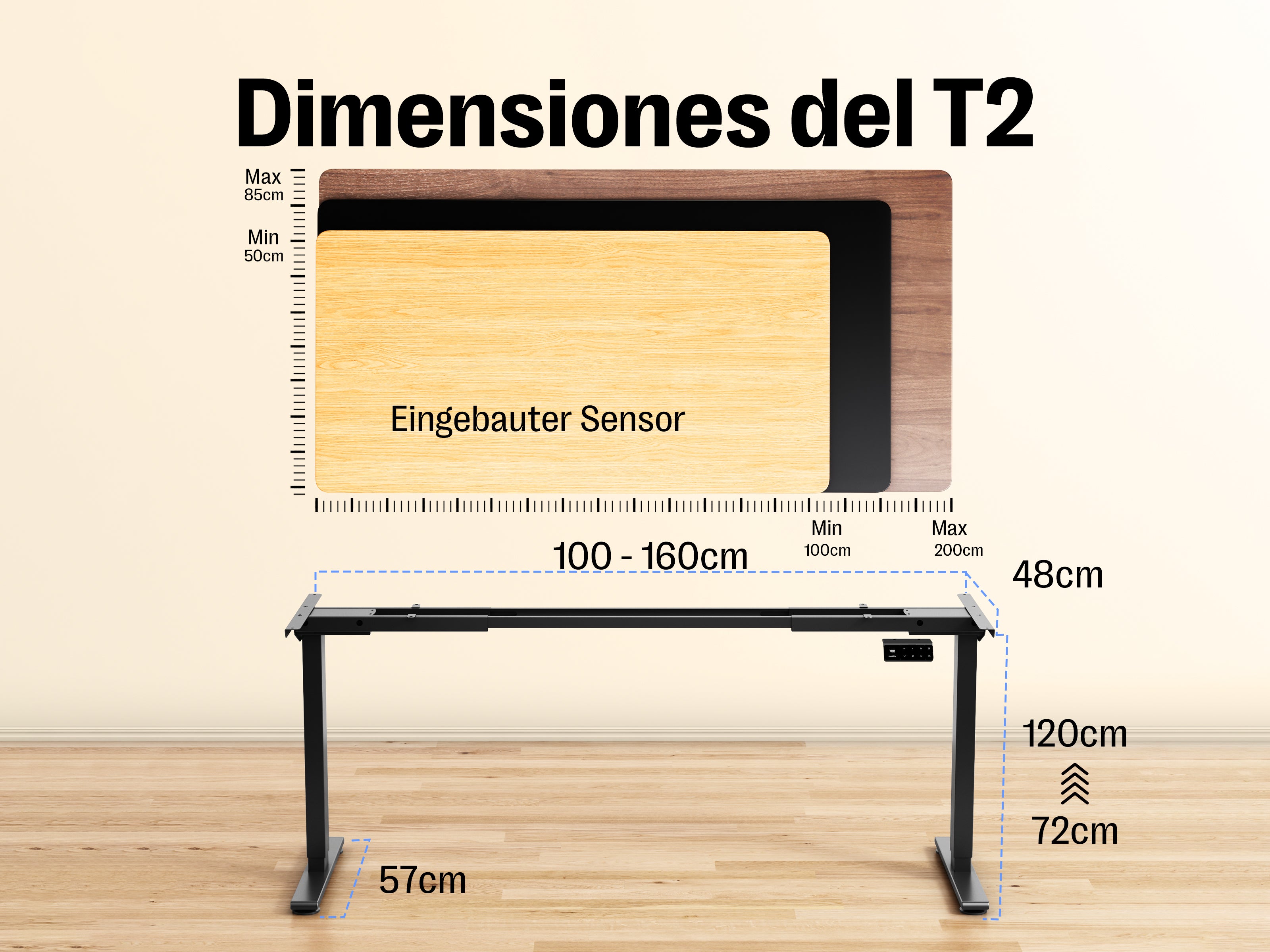 Maidesite Marco de Escritorio Elevable Regulable en Altura T2