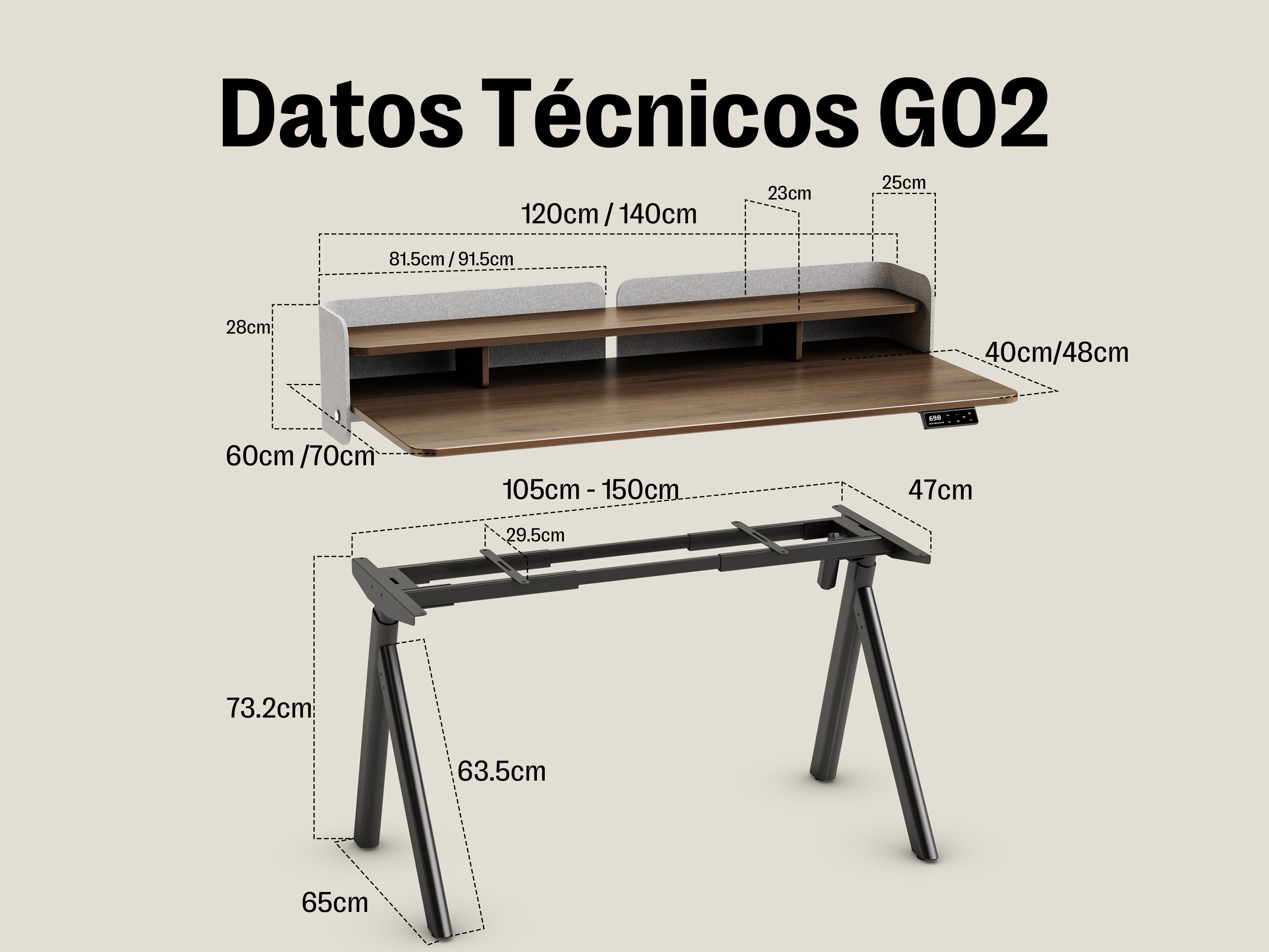 Maidesite Arborlift Desk - Escritorio Elevable 120 x 60 / 140 x 70 cm