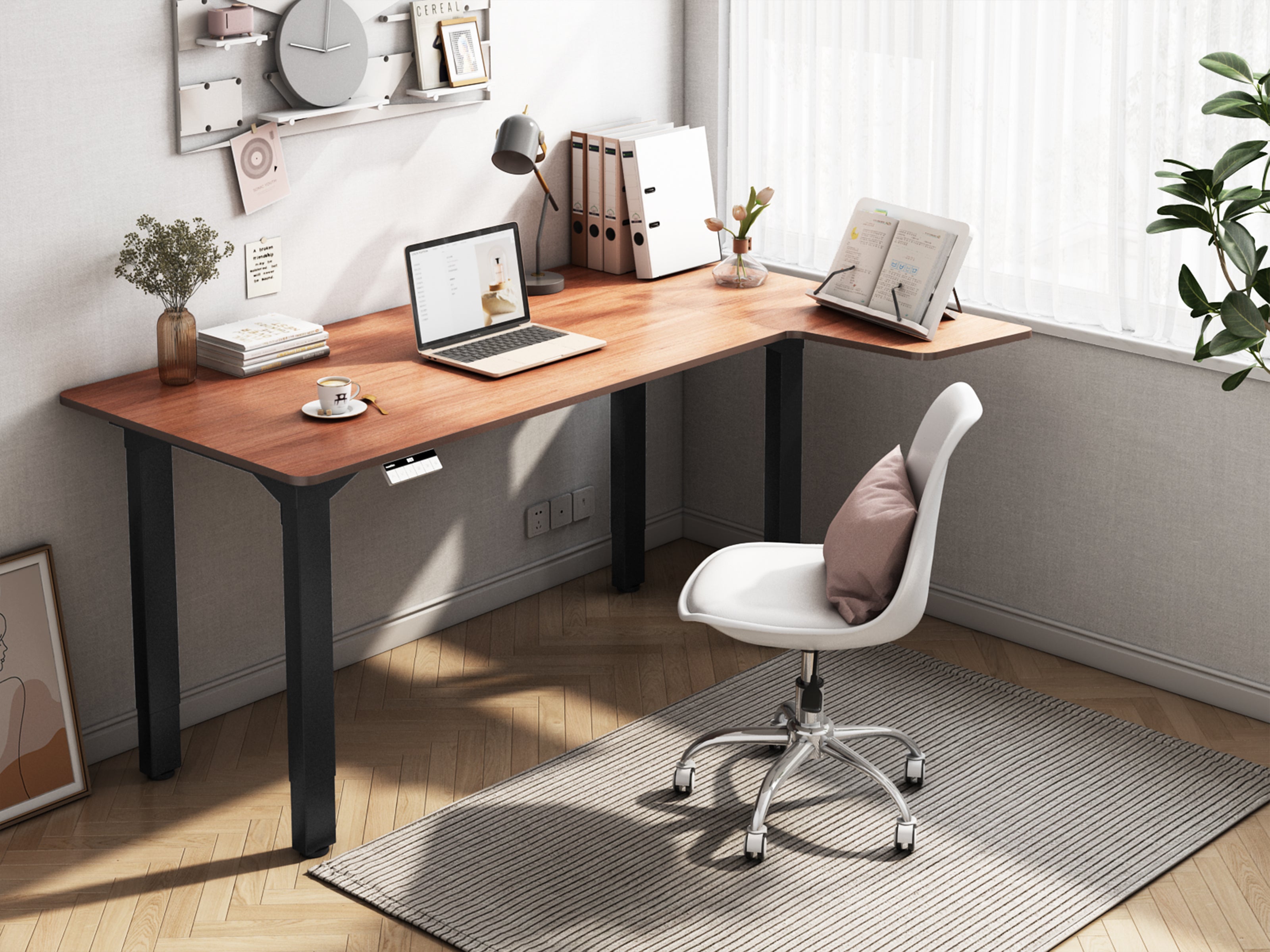 Escritorio en forma de L de Maidesite, modelo Canvas, con 4 patas de altura regulable