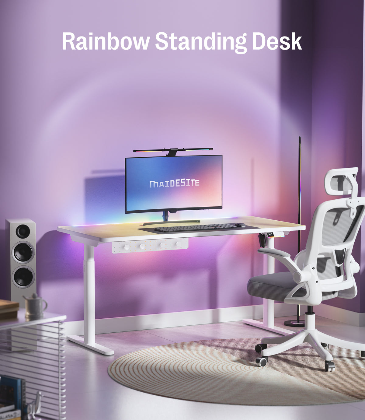 Escritorio Maidesite Rainbow de altura ajustable con tira de LED