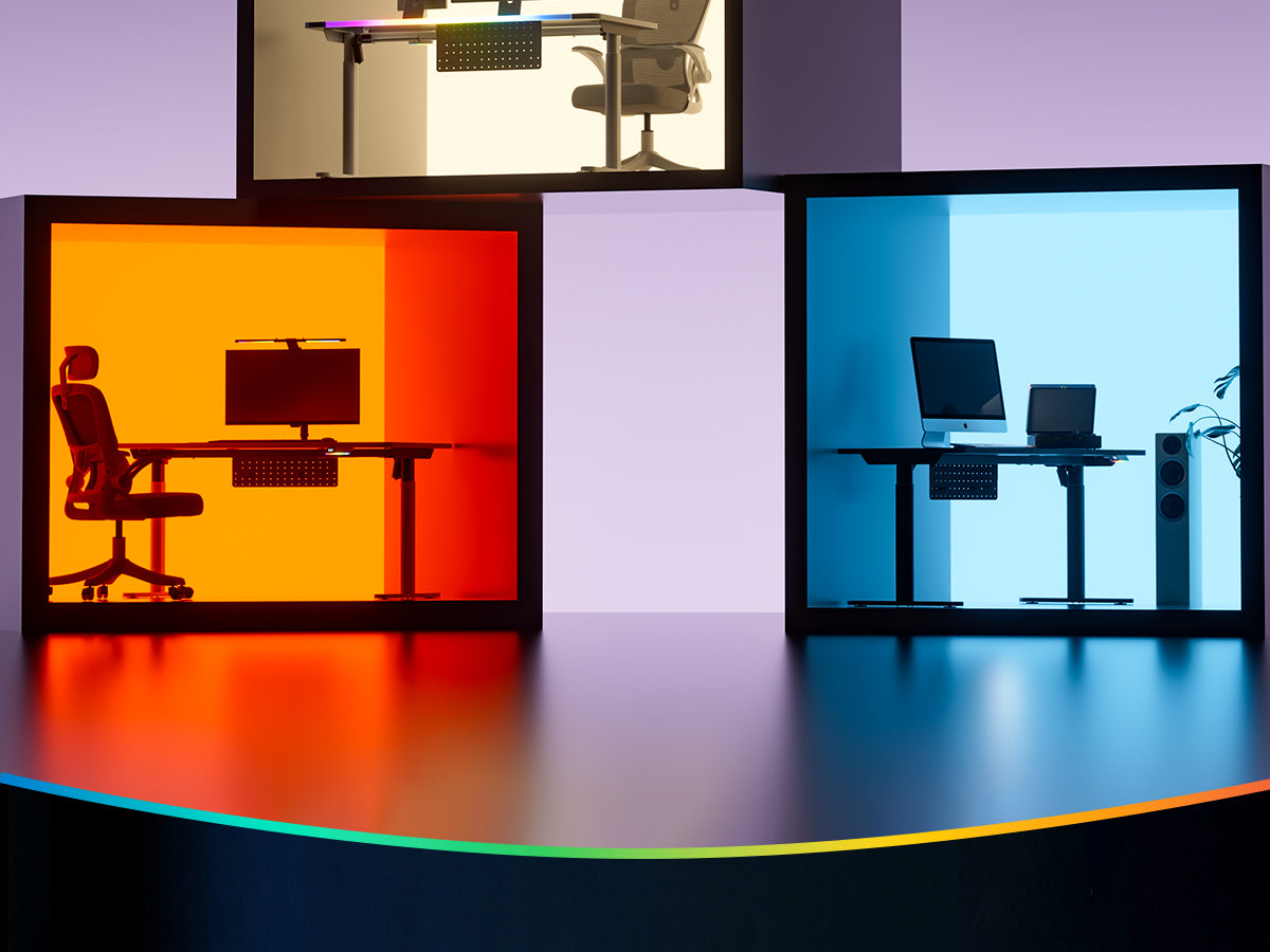 Escritorio Maidesite Rainbow de altura ajustable con tira de LED