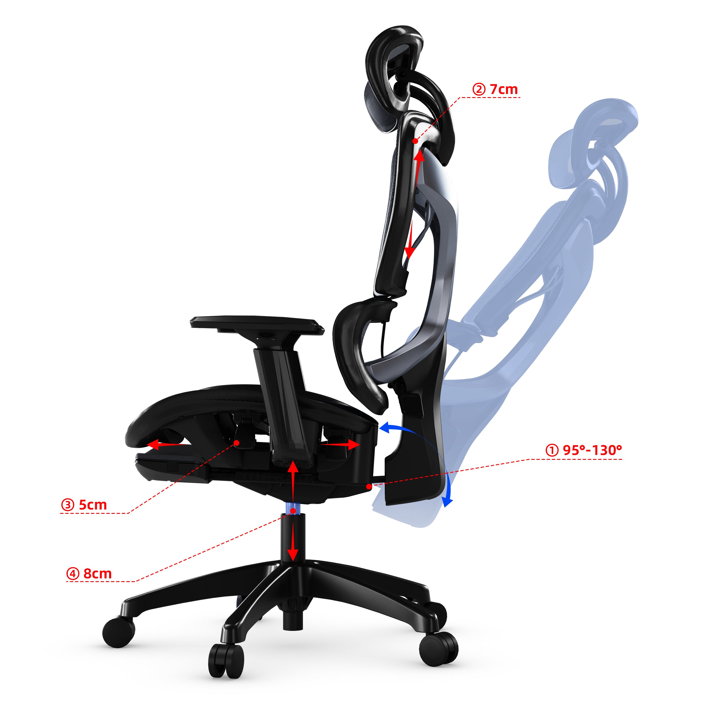 Silla de oficina ergonómica Maidesite EC6 con reposacabezas, respaldo y reposapiés