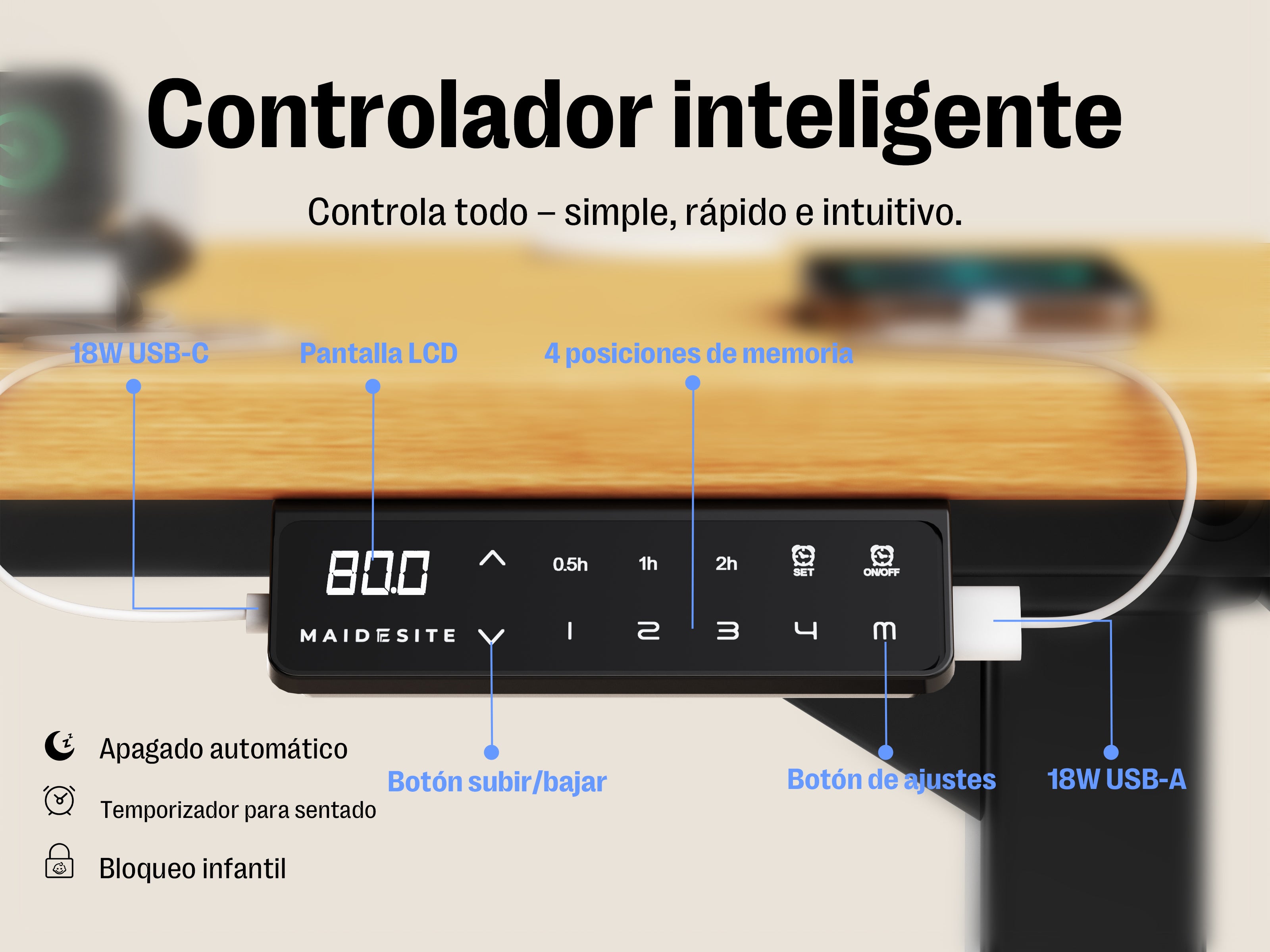 Maidesite Marco de Escritorio Elevable Regulable en Altura T2 Pro