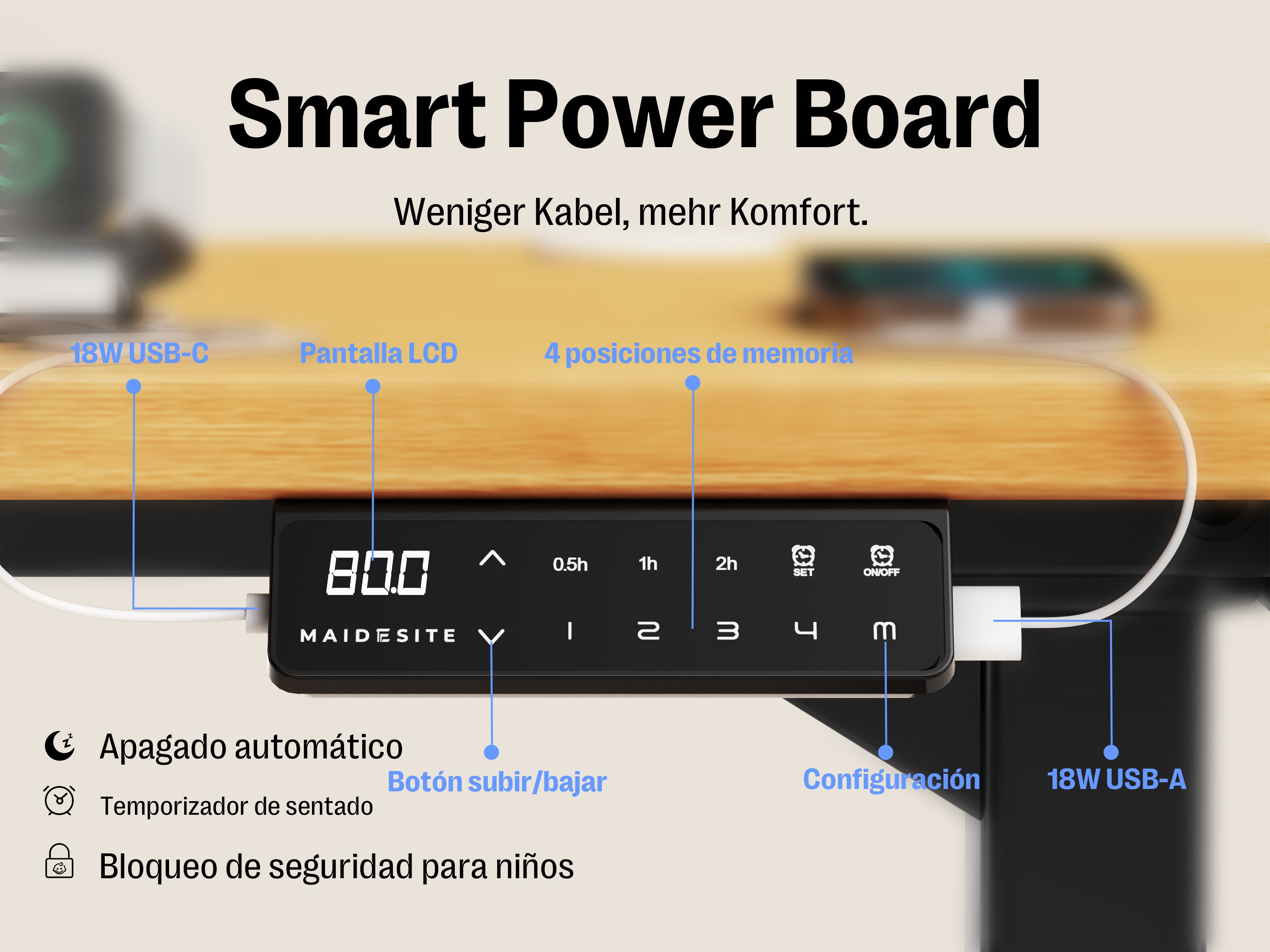 Maidesite T2 Pro Plus-Marco de Escritorio Eléctrico Elevable en Altura Doble Motor
