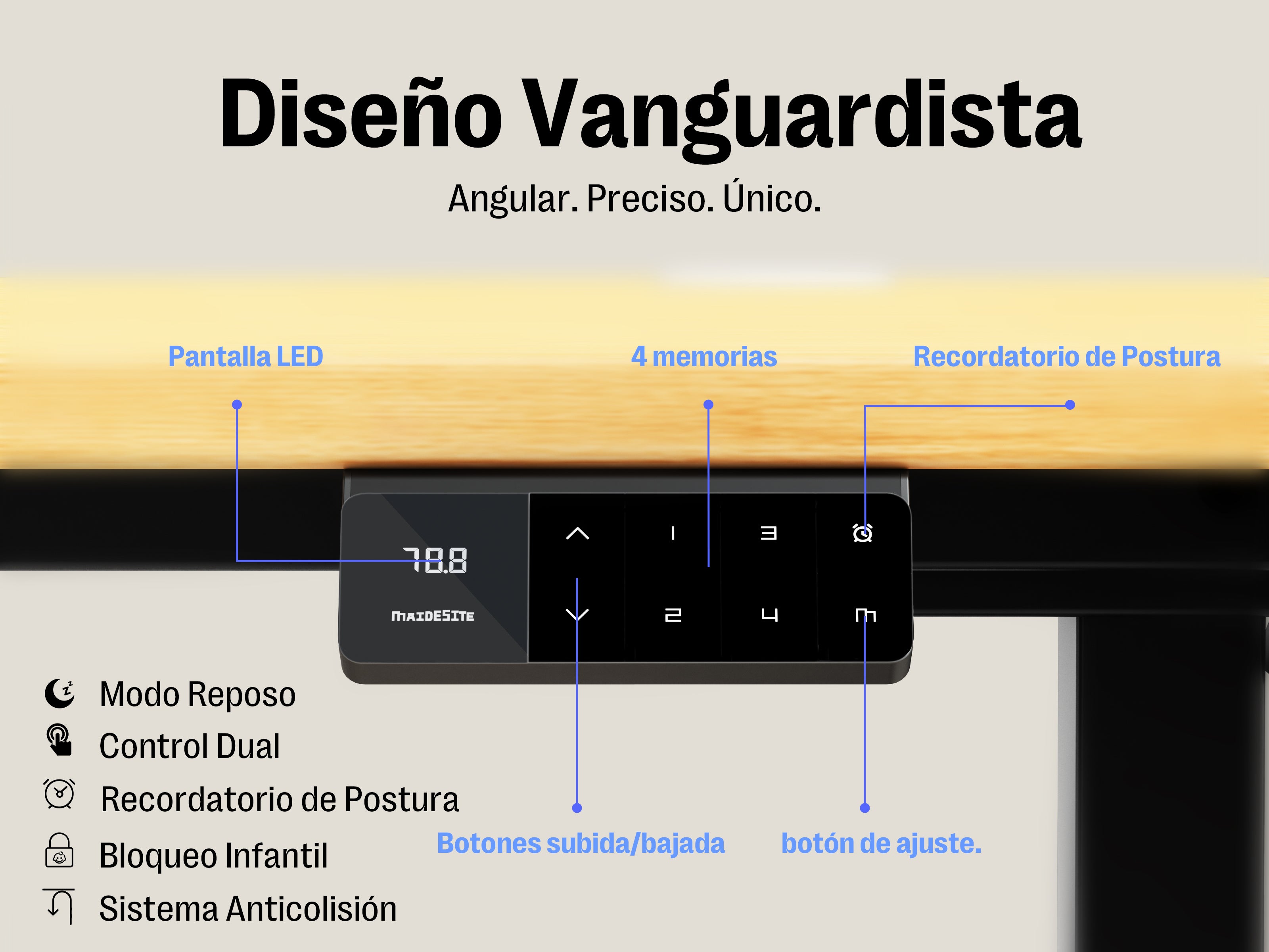 Maidesite Marco de Escritorio Elevable Regulable en Altura T2