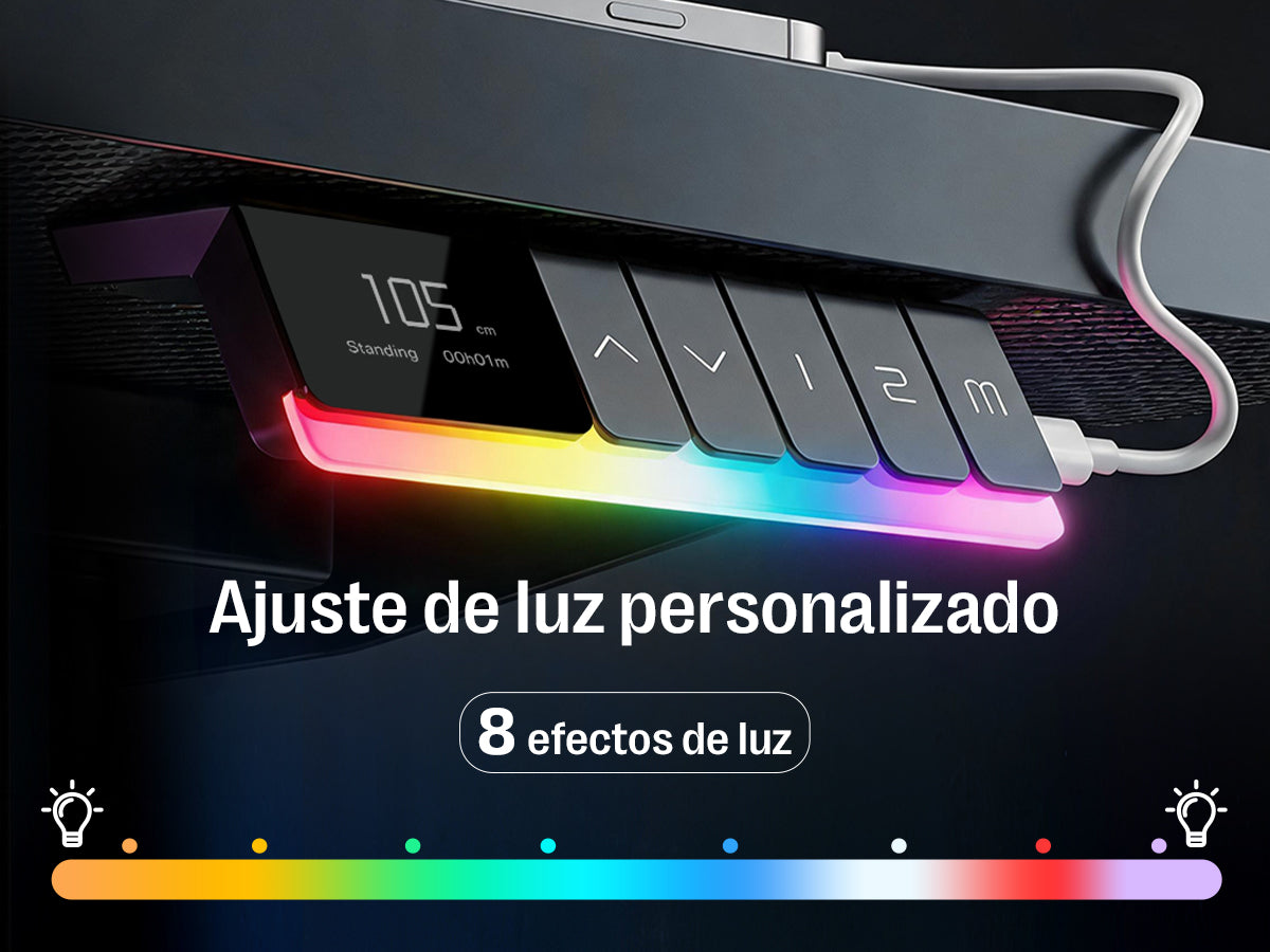 Escritorio Maidesite Rainbow de altura ajustable con tira de LED