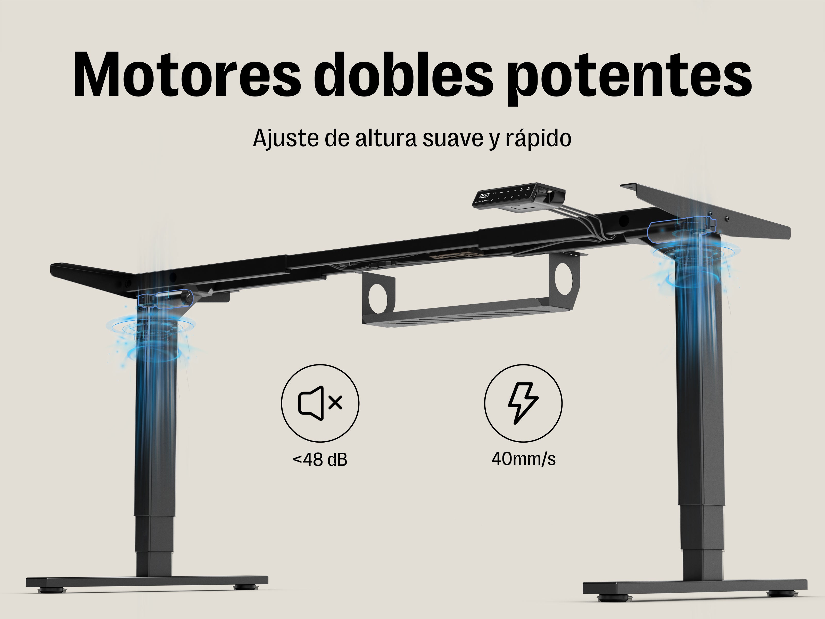 Maidesite T2 Pro Plus-Marco de Escritorio Eléctrico Elevable en Altura Doble Motor