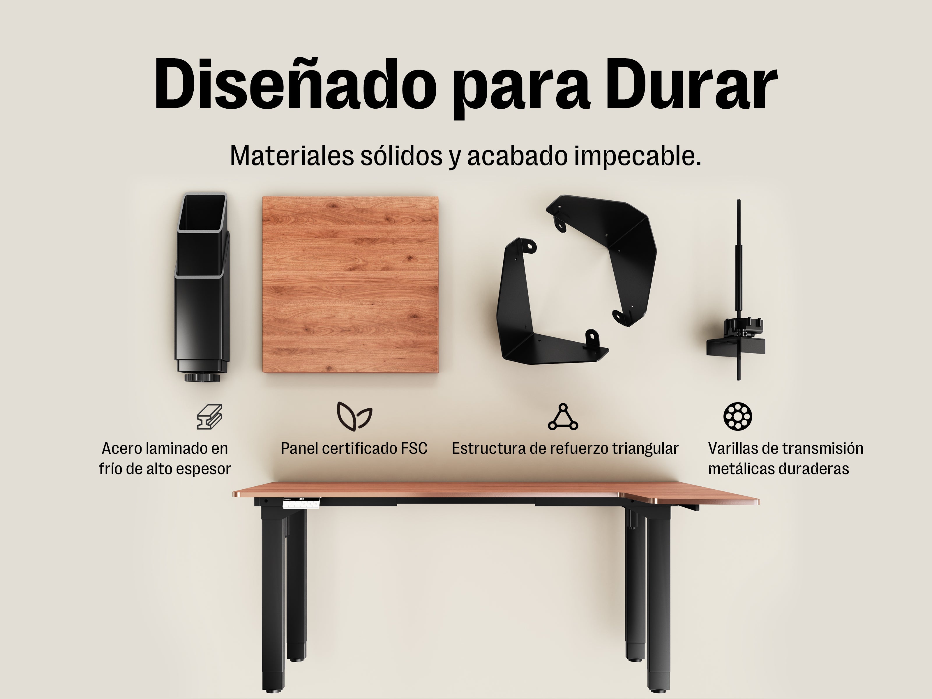 Escritorio en forma de L de Maidesite, modelo Canvas, con 4 patas de altura regulable