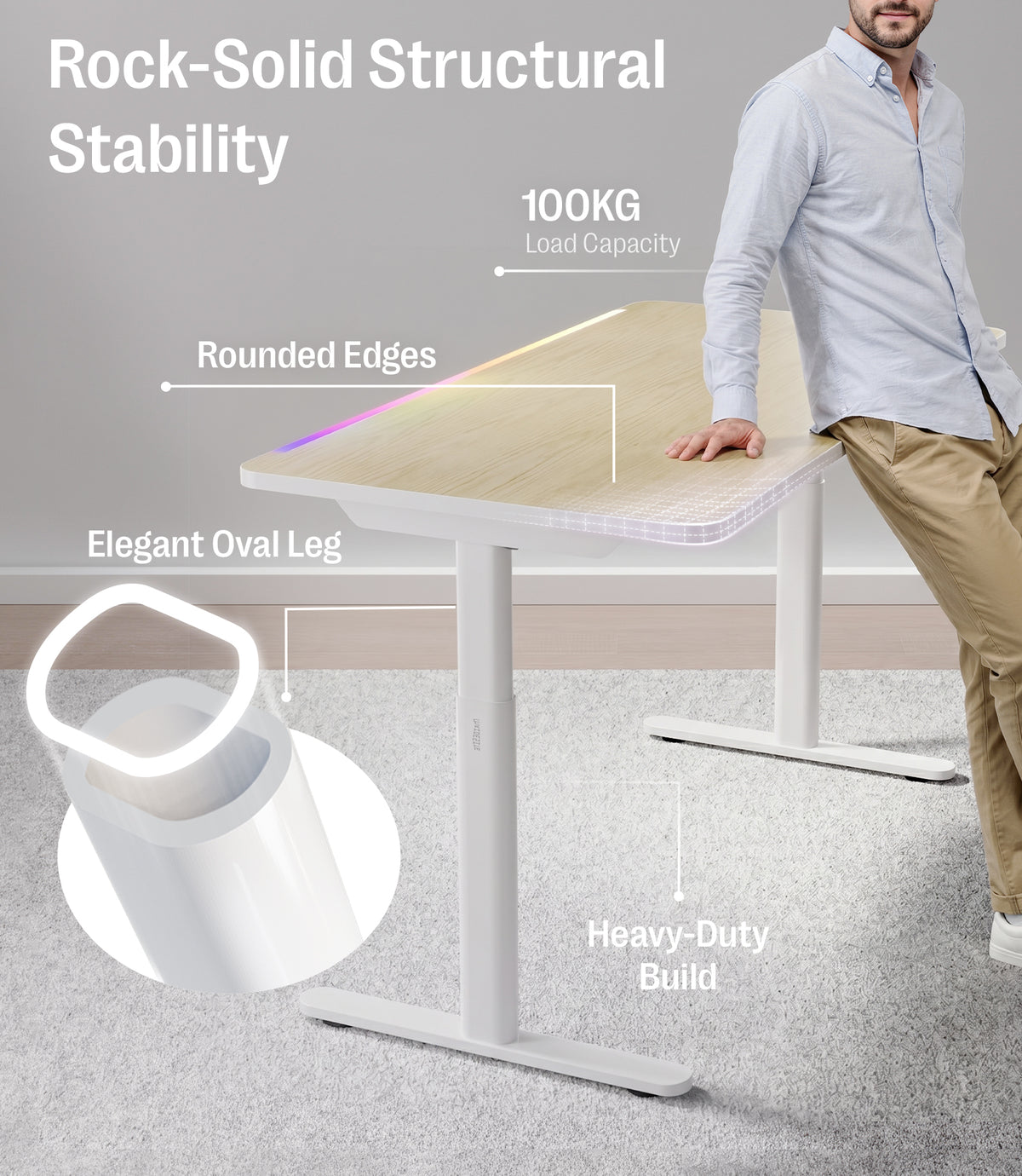 Escritorio Maidesite Rainbow de altura ajustable con tira de LED