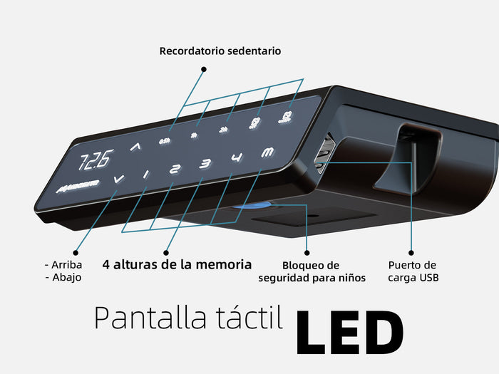 El escritorio elevable Maidesite T2 Pro Plus incluye un panel de control inteligente de 4 alturas de memoria