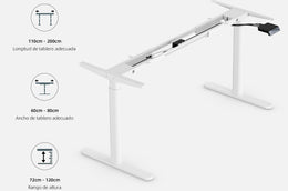 Maidesite EL2 Pro Art-Marco de Escritorio Eléctrico Elevable en Altura Doble Motor