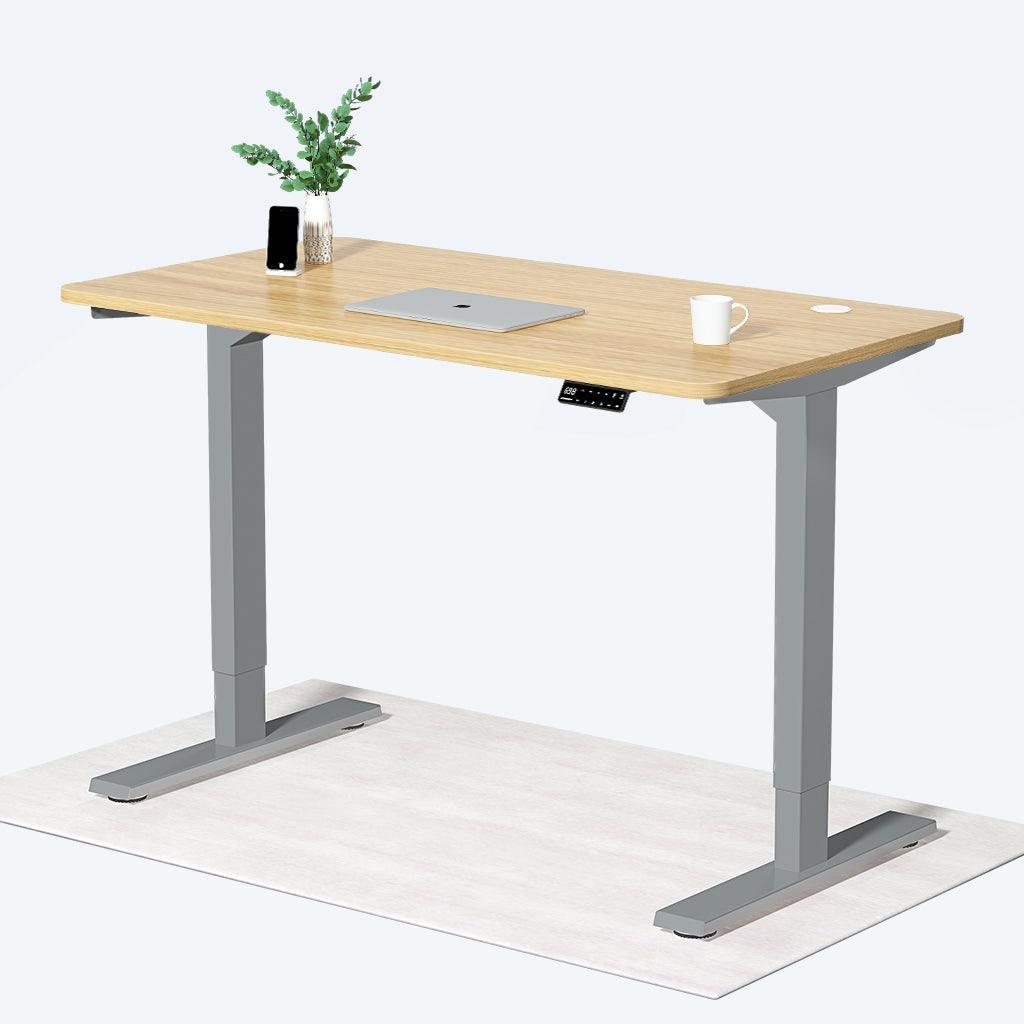 Maidesite S2 Pro escritorio regulable en altura marco gris y tablero de roble para oficina en casa