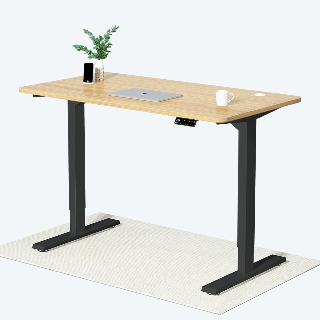 Maidesite S2 Pro escritorio regulable en altura marco negro y tapa de roble para oficina y trabajo en casa
