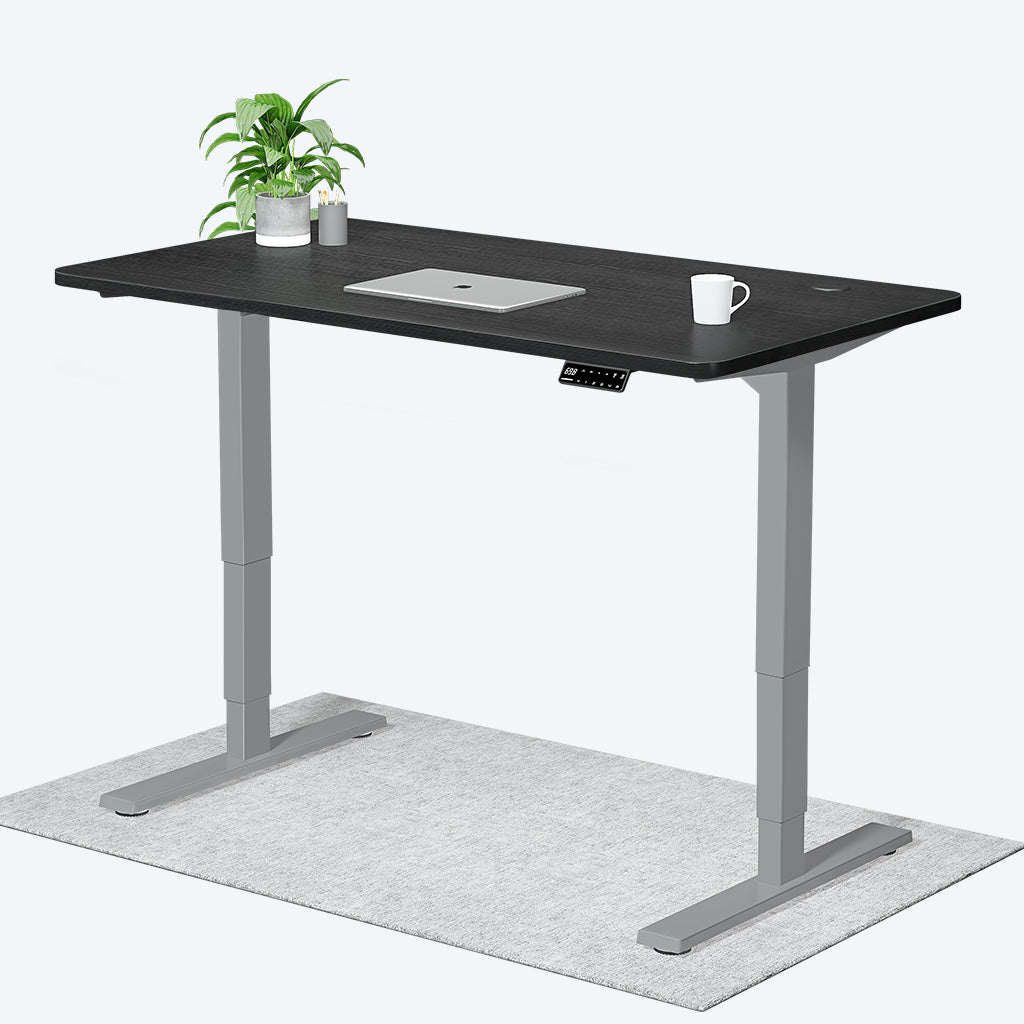 escritorio regulable en altura de 140 cm marco gris tapa negra es ideal como escritorios de la computadora