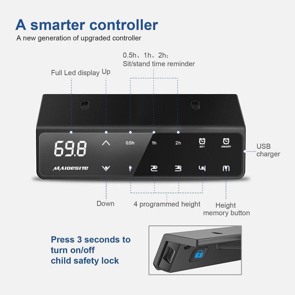 Maidesite T2 Pro Plus Escritorio Eléctrico Elevable en Altura 140 120 cm