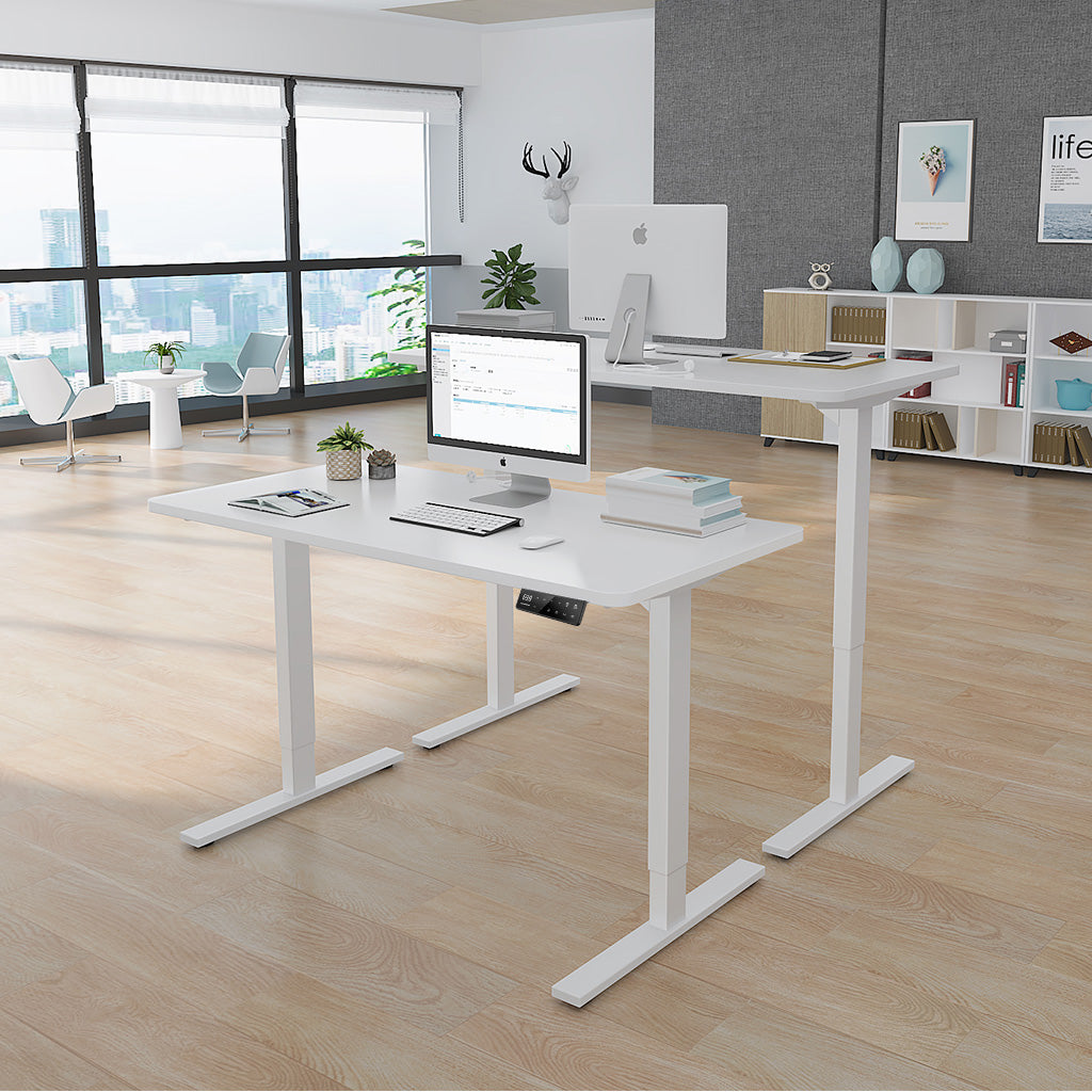 Maidesite Minimalista Blanca Mesa regulable en altura apta para salón y trabajo de oficina