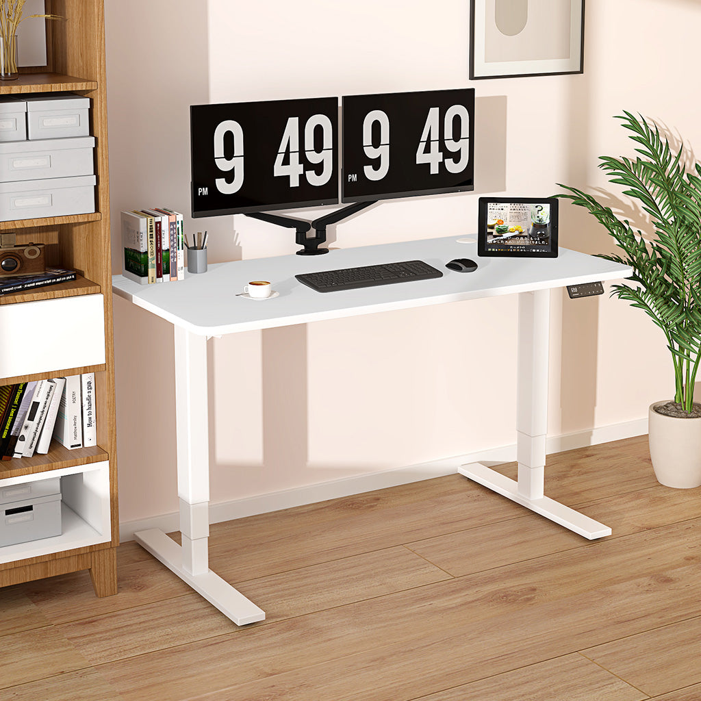Escritorio eléctrico minimalista regulable en altura 140x70cm Maidesite S2 Pro Plus blanco apto para dormitorio y salón