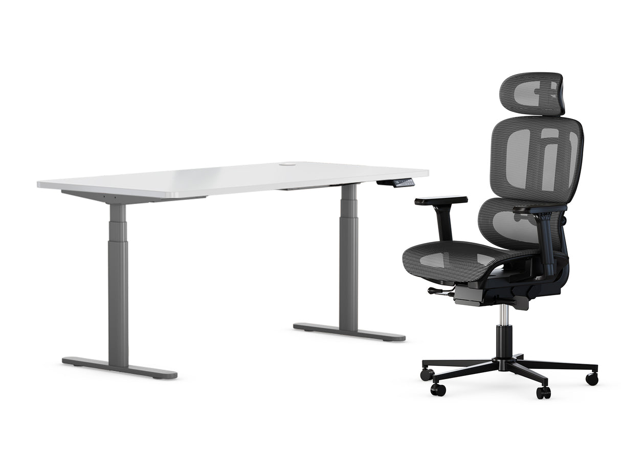 Maidesite Escritorio Eléctrico Elevable TH2 Pro Plus y conjunto de silla oficina ergonómica