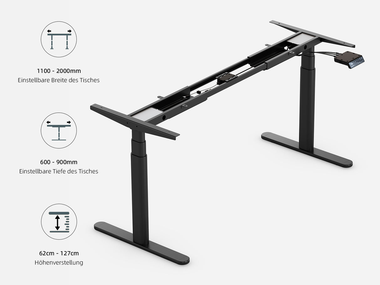 Marco de escritorio elevable Maidesite TH2 Pro Plus negro regulable en altura 62-127cm