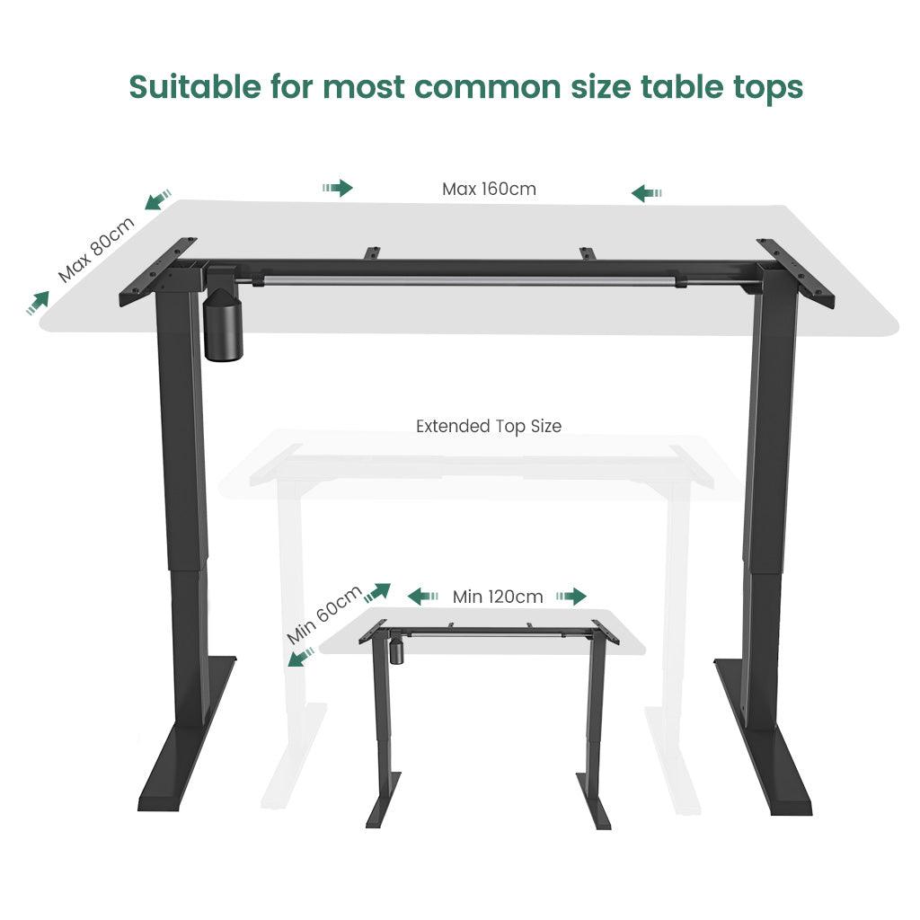 Maidesite T1 Bastidor de escritorio regulable en altura para tableros de 120x60 a 180x80 cm para uso doméstico y de oficina