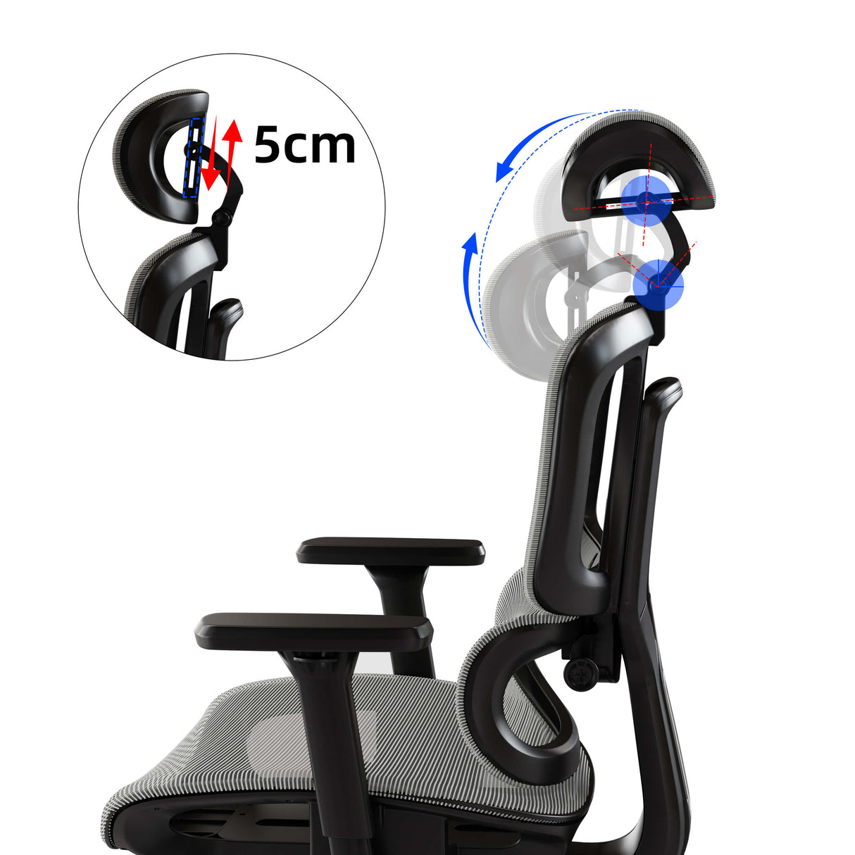 Maidesite silla ergonómica multifunción EC2 con soporte lumbar y reposacabezas