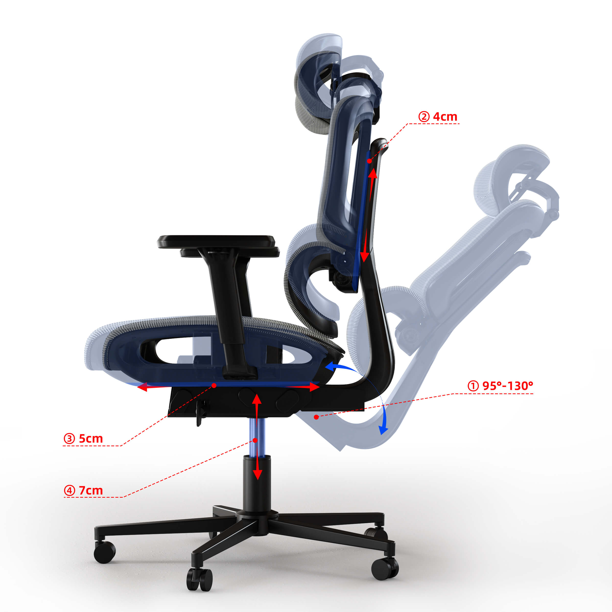 Maidesite silla ergonómica multifunción EC2 con soporte lumbar y reposacabezas