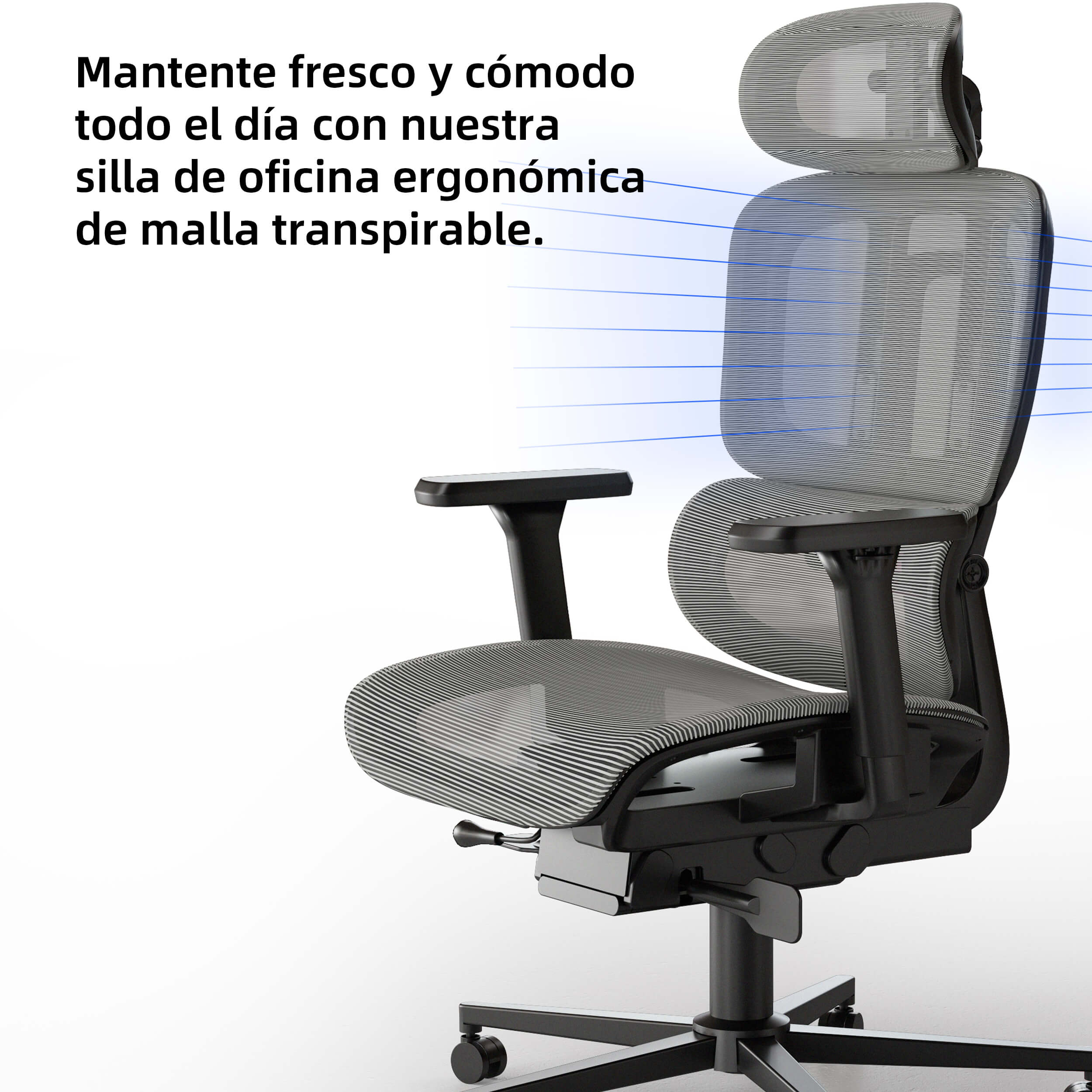 Maidesite silla ergonómica multifunción EC2 con soporte lumbar y reposacabezas