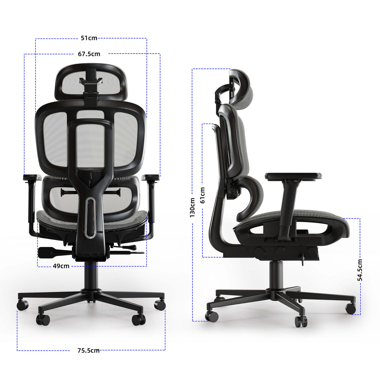 Maidesite silla ergonómica multifunción EC2 con soporte lumbar y reposacabezas