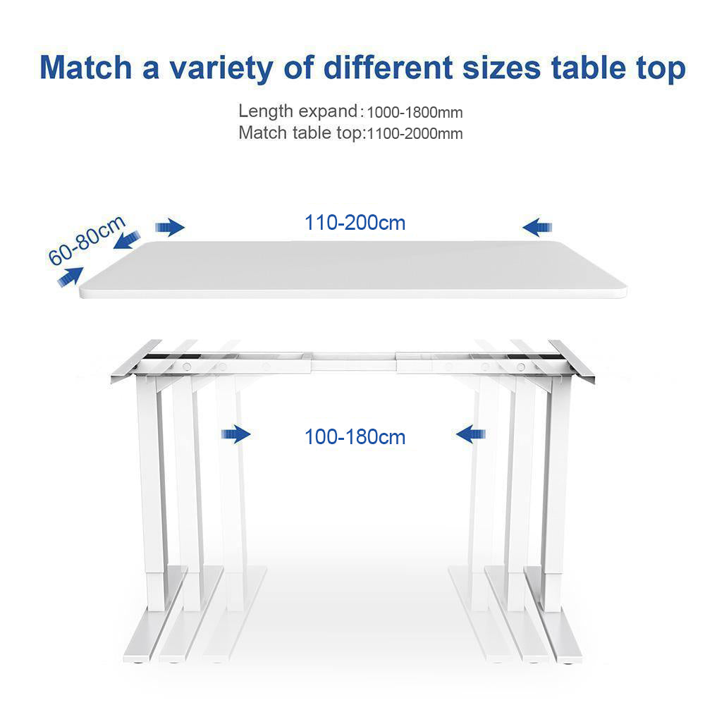 Maidesite T2 Pro marco de escritorio de altura ajustable adecuado para 60-80cm de ancho, 110-200cm de longitud superior