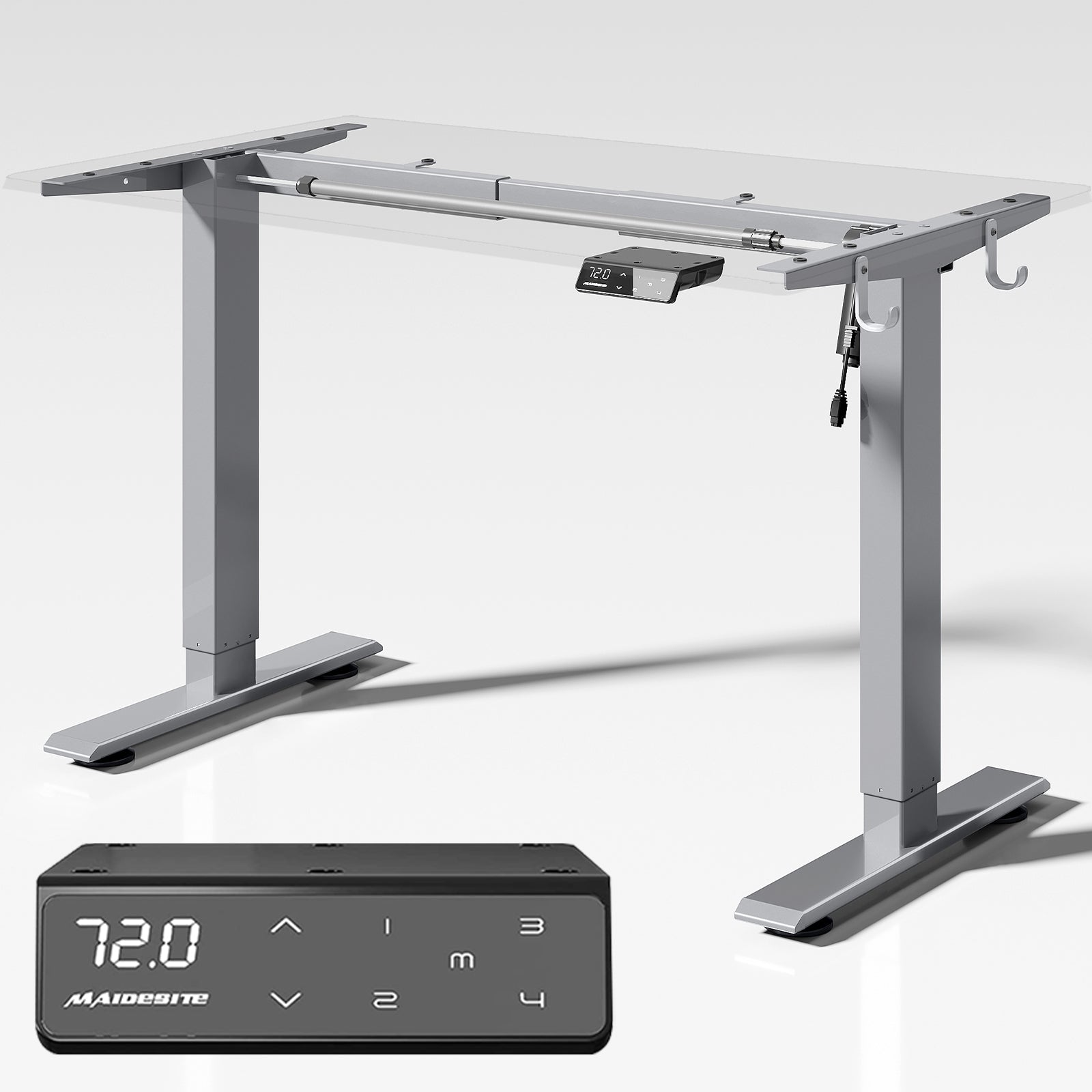 Maidesite T1 Basic - Marco de escritorio ajustable en altura viene con un panel de control táctil con 4 alturas de memoria