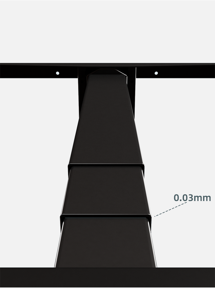 Escritorio elevable Maidesite T2 Pro Plus con columna de 3 secciones, espacio entre columnas muy pequeño de 3 mm, lo que hace que la mesa sea más estable cuando se sube y baja