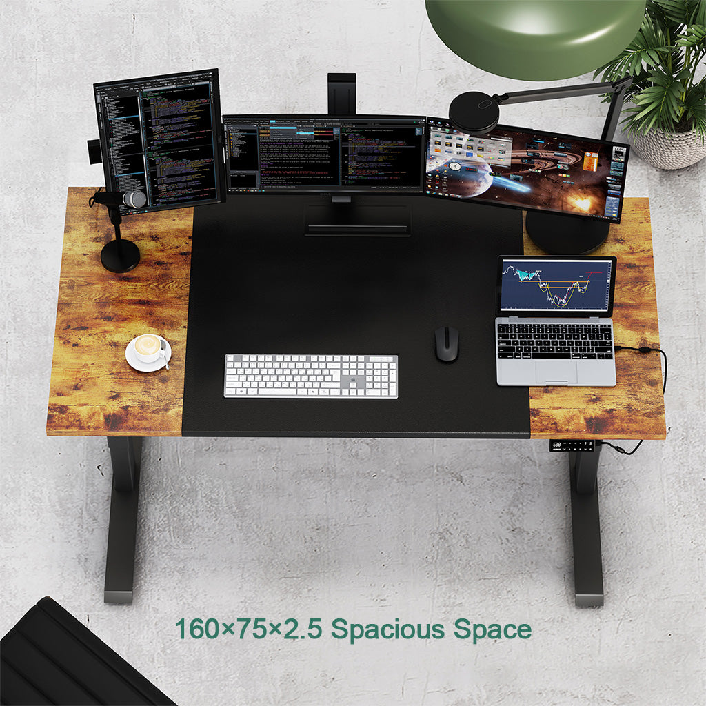 Maidesite negro+ color vintage escritorio regulable en altura 160X75cm dispone de amplio espacio